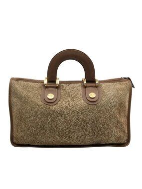 Borbonese Brown Suede Redwall Quail Print Satchel Bag